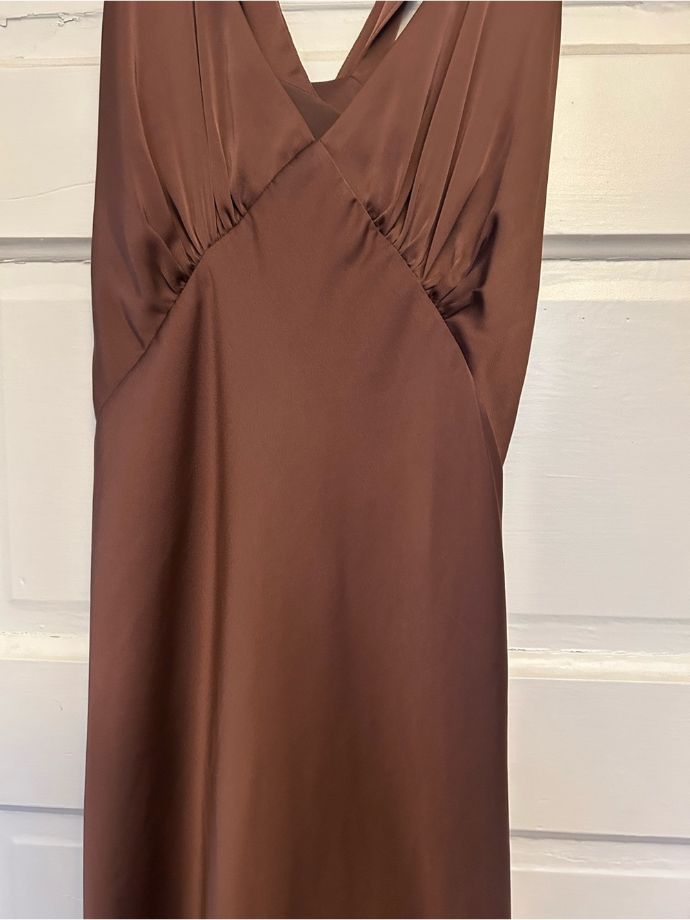 Birdy Grey One-Shoulder Brown Satin Dress - Picture 3 of 10